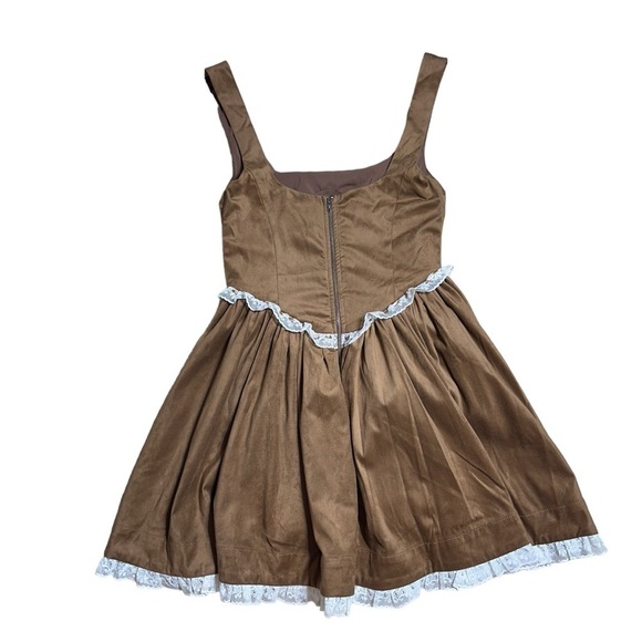 For Love & Lemons Brown Suede Hadley Mini Dress US S - Picture 8 of 11